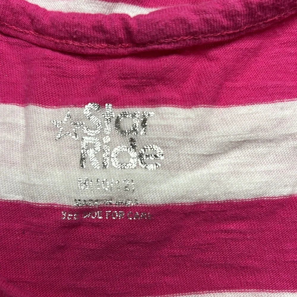 Star Ride Racer Back Pink & White Stripes Tee - Picture 4 of 4